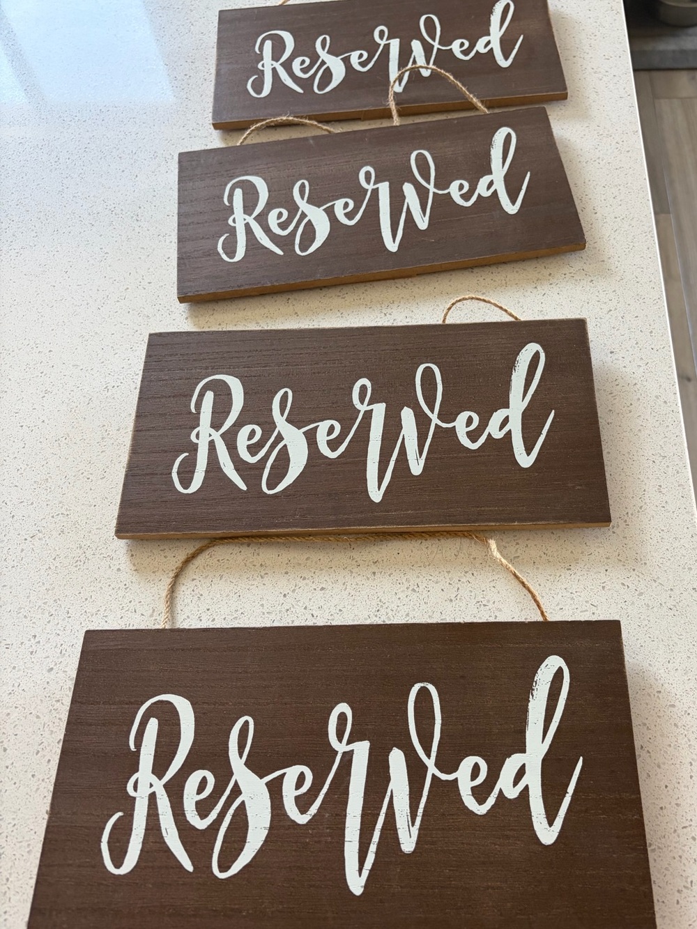 Brown "Reserved" Wooden Hanging Sign - White Lettering